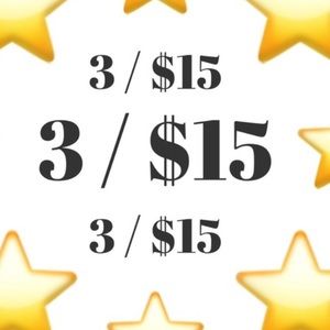 3 for 15 on anything 12 and under